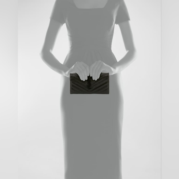 NEW!!! SAINT LAURENT YSL Monogram Large Flap Wallet in Grained Leather MSRP $895 - Picture 11 of 16